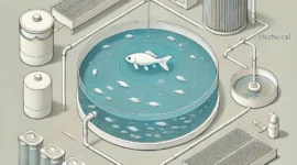 Berikut adalah ilustrasi sistem budidaya ikan dengan sistem RAS yang paling sederhana. Gambar ini menunjukkan tangki ikan, sistem filtrasi mekanis dan biologis, serta sirkulasi air dengan pompa sederhana, ideal untuk pemula.