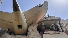The back of the crashed Air India plane.
CENTRAL INDUSTRIAL SECURITY FORCE (CISF)/AFP via Getty Images
