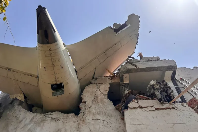 The back of the crashed Air India plane.
CENTRAL INDUSTRIAL SECURITY FORCE (CISF)/AFP via Getty Images