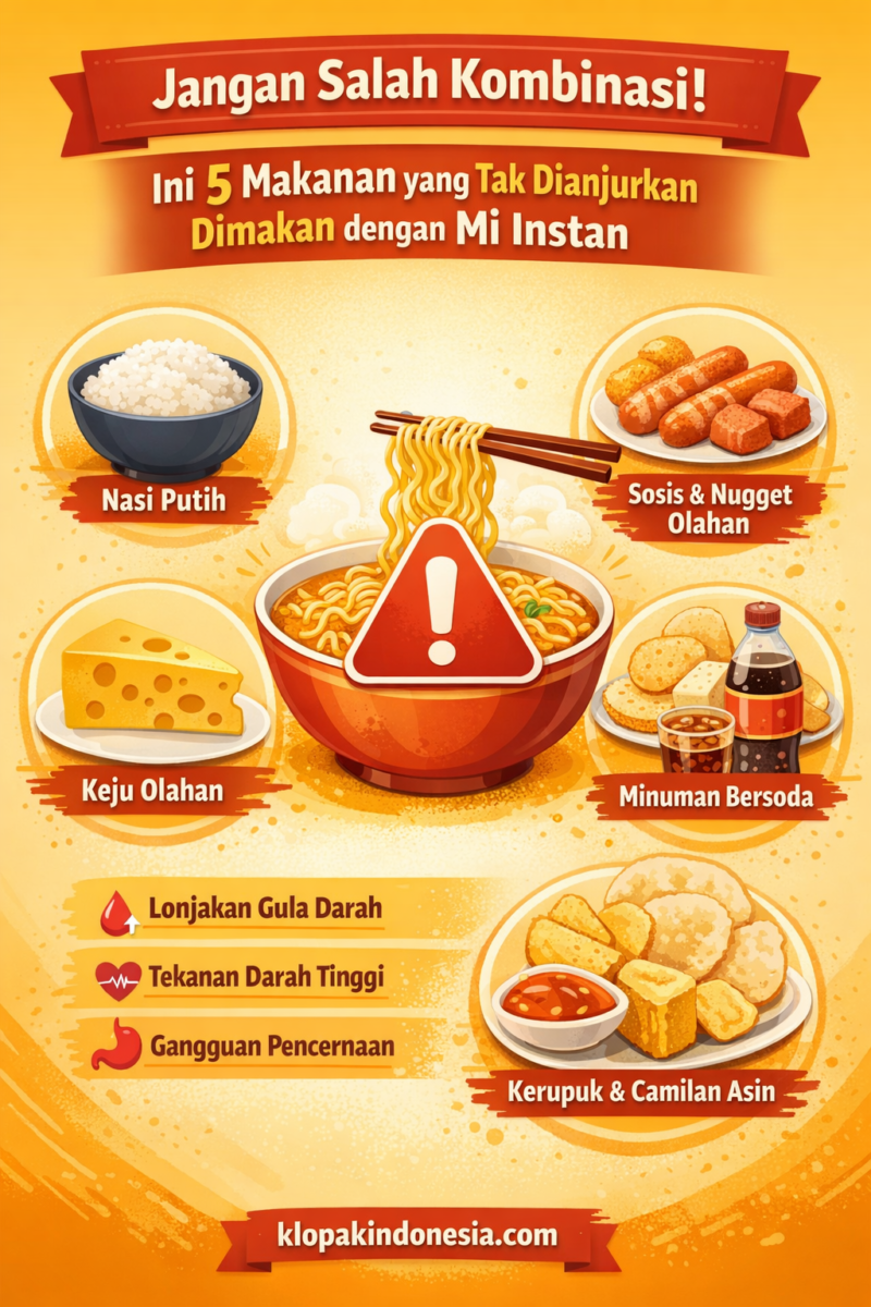 5 Makanan yang Tidak Dianjurkan Dikonsumsi Bersama Mi Instan, Ini Penjelasan Ilmiahnya