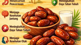 Buah kurma kaya nutrisi dan energi alami. Simak manfaat buah kurma untuk kesehatan, mulai dari pencernaan, jantung, hingga daya tahan tubuh.