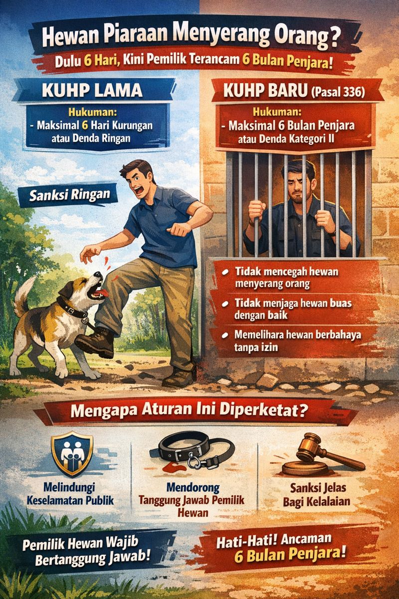 KUHP Baru Atur Hewan Piaraan Serang Orang: Dulu 6 Hari, Kini Pemilik Terancam 6 Bulan Penjara