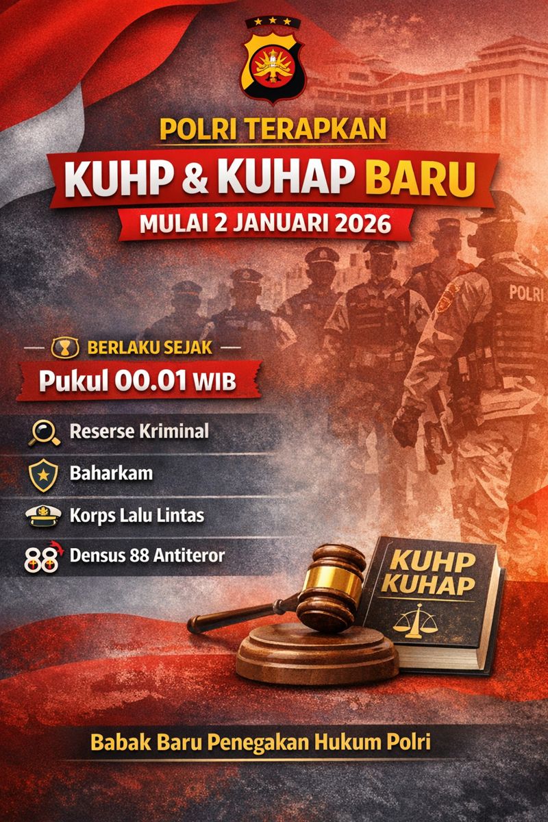 Polri Resmi Terapkan KUHP dan KUHAP Baru Mulai 2 Januari 2026
