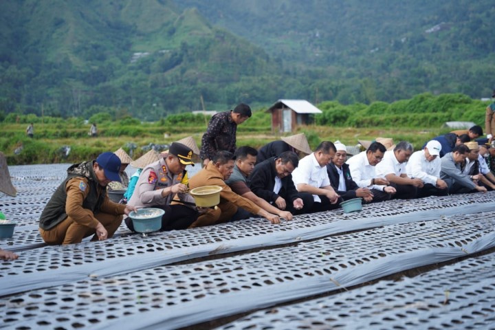 Mentan Amran Tanam Bawang Putih di Sembalun, Target Swasembada dan Hentikan Impor 3–4 Tahun (Foto:kementan)