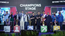 Wamenpora RI Taufik Hidayat menyampaikan apresiasi atas kehadiran perwakilan klub olahraga dan atlet dalam Champions Stage by INA Sports pada ISS di JICC, Minggu (13/9) sore.(foto:raiky/kemenpora.go.id)